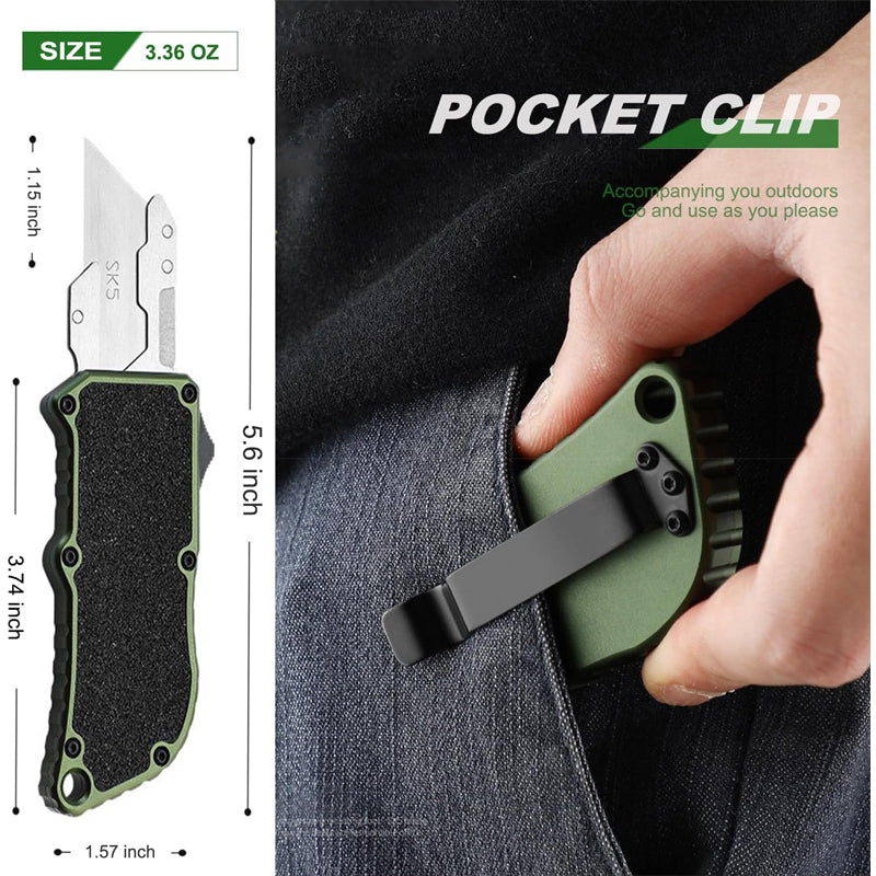 Aluminum Retractable Utility Knife — EDC with 5 Spare Blades