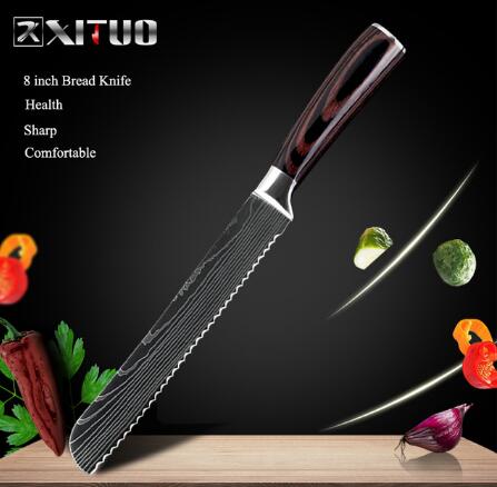 Damascus Pattern Chef Knife — 7Cr17 Steel, Multiple Sizes