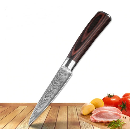 Damascus Pattern Chef Knife — 7Cr17 Steel, Multiple Sizes