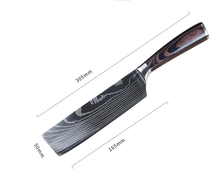 Damascus Pattern Chef Knife — 7Cr17 Steel, Multiple Sizes