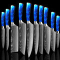8-Inch Chef Knife with Blue Resin Handle — Set of 10