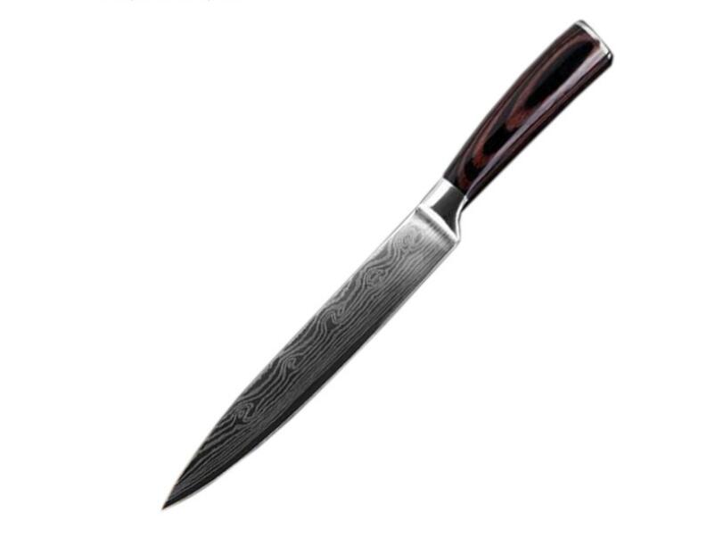 Damascus Pattern Chef Knife — 7Cr17 Steel, Multiple Sizes