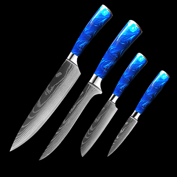 8-Inch Chef Knife with Blue Resin Handle — Set of 10