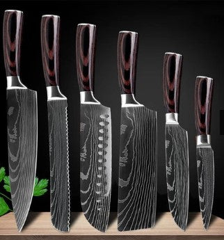 Damascus Pattern Chef Knife — 7Cr17 Steel, Multiple Sizes