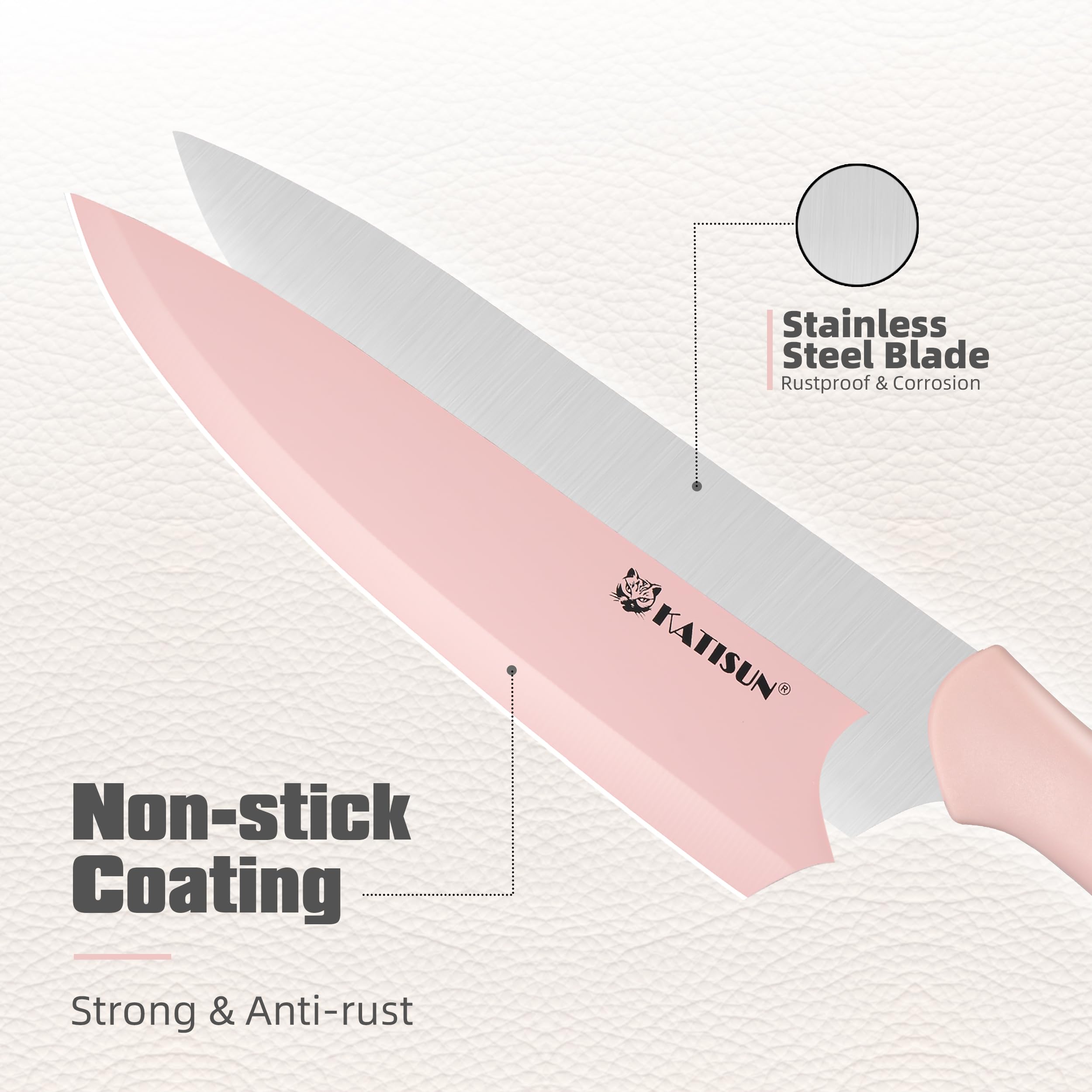 14-Piece Pink Kitchen Knife Set with Block