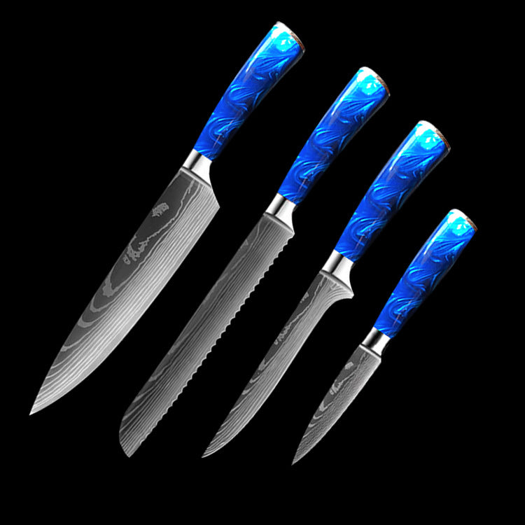 8-Inch Chef Knife with Blue Resin Handle — Set of 10