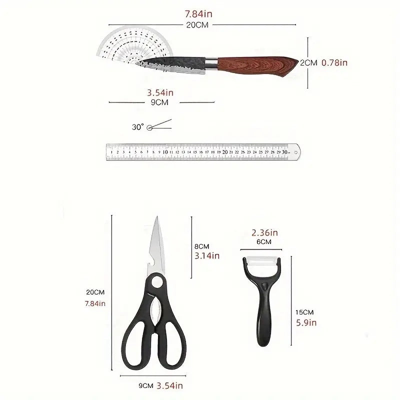 6-Piece Forged Kitchen Knife Set with Scissors, Peeler & Gift Case