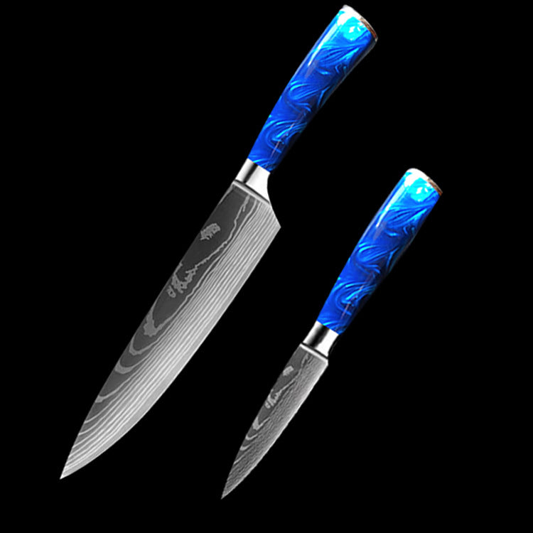 8-Inch Chef Knife with Blue Resin Handle — Set of 10