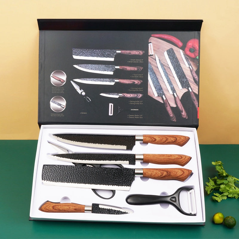 6-Piece Forged Kitchen Knife Set with Scissors, Peeler & Gift Case