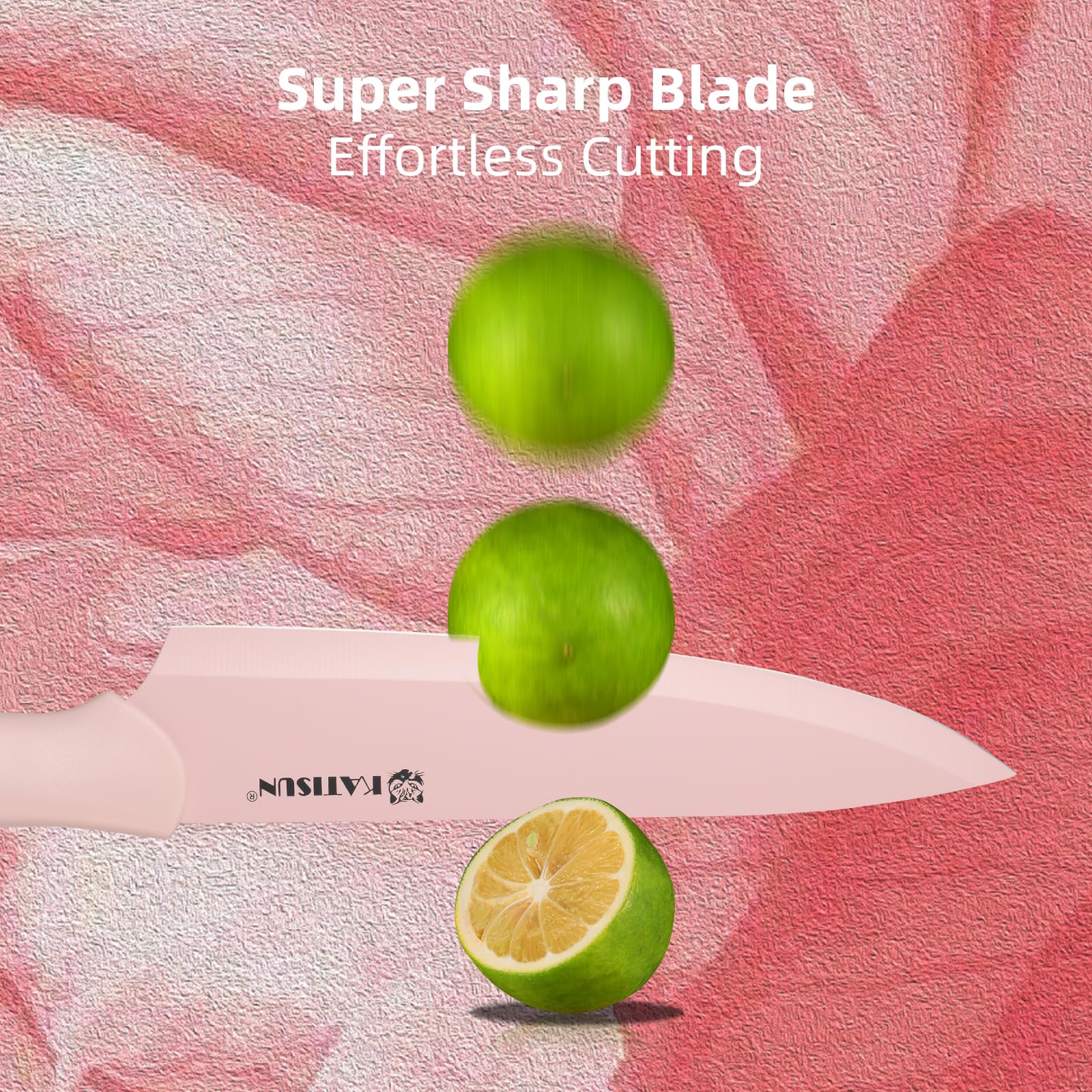 13-Piece Pink Kitchen Knife Set with Blade Guards