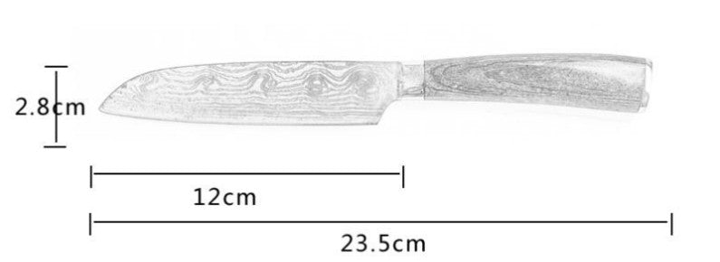 Damascus Pattern Chef Knife — 7Cr17 Steel, Multiple Sizes