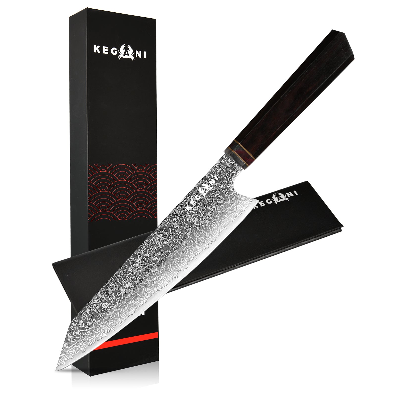 Kegani Kiritsuke Chef Knife — 8.5" VG-10 Damascus, Rosewood Handle