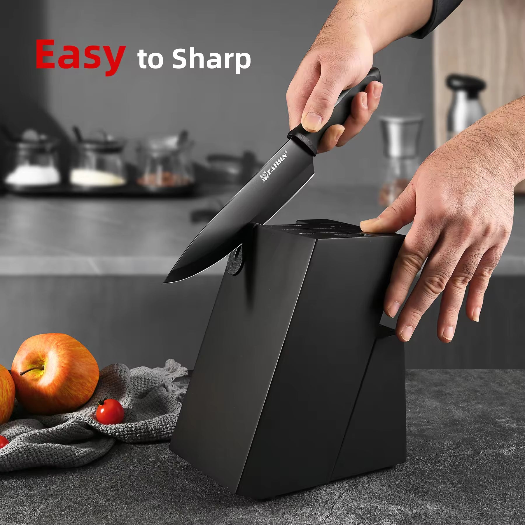 15-Piece Color-Coded Kitchen Knife Set with Built-In Sharpener