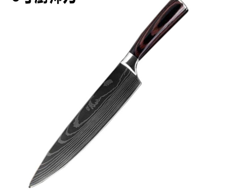 Damascus Pattern Chef Knife — 7Cr17 Steel, Multiple Sizes