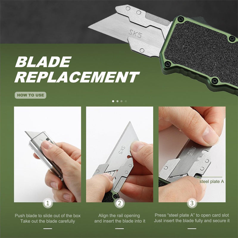 Aluminum Retractable Utility Knife — EDC with 5 Spare Blades