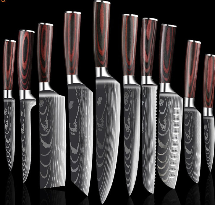 Damascus Pattern Chef Knife — 7Cr17 Steel, Multiple Sizes
