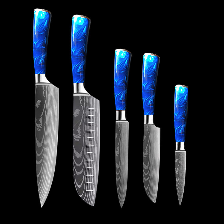 8-Inch Chef Knife with Blue Resin Handle — Set of 10