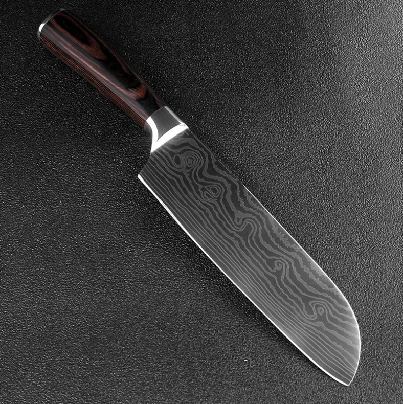 Damascus Pattern Chef Knife — 7Cr17 Steel, Multiple Sizes