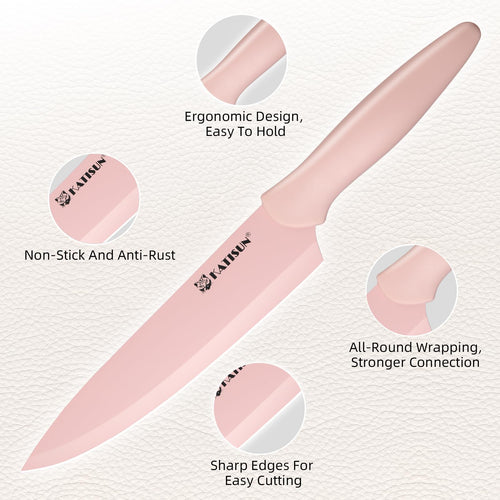 14-Piece Pink Kitchen Knife Set with Block