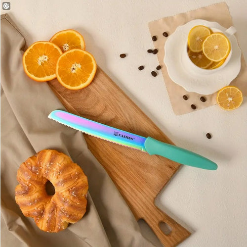 14-Piece Rainbow Kitchen Knife Set with Wooden Stand