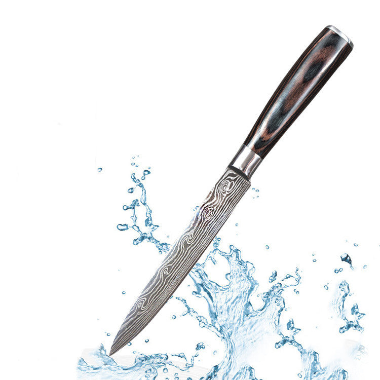 Damascus Pattern Chef Knife — 7Cr17 Steel, Multiple Sizes