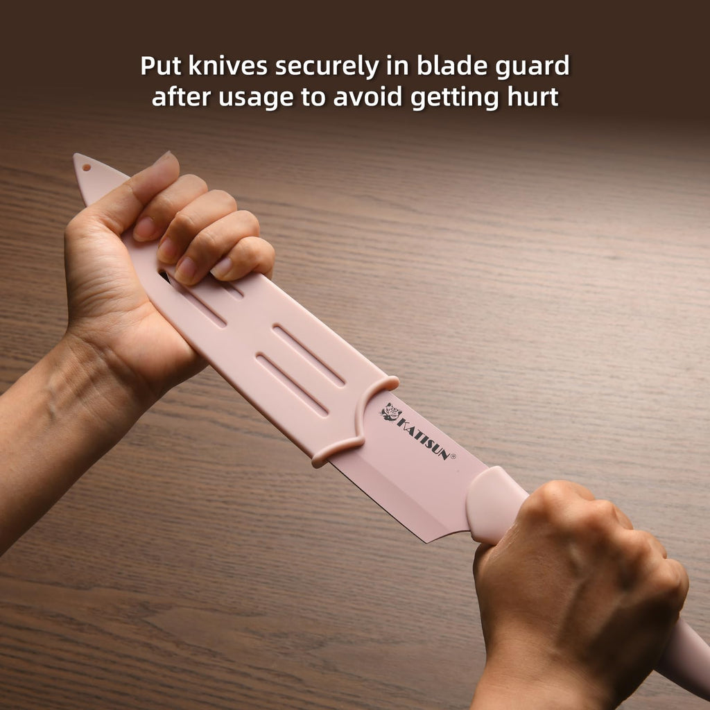 14-Piece Pink Kitchen Knife Set with Block