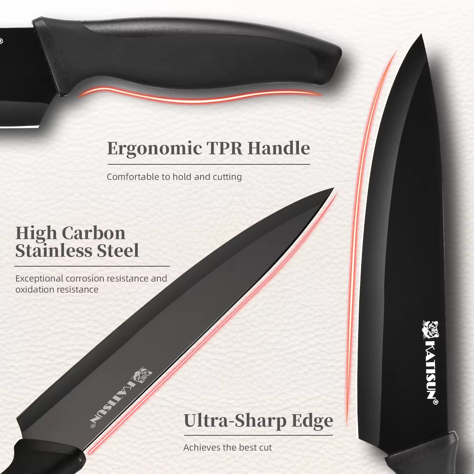 15-Piece Color-Coded Kitchen Knife Set with Built-In Sharpener